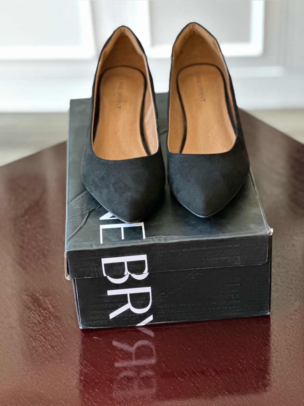 Lane Bryant Faux Suede Pointed Toe Block Heel Pumps